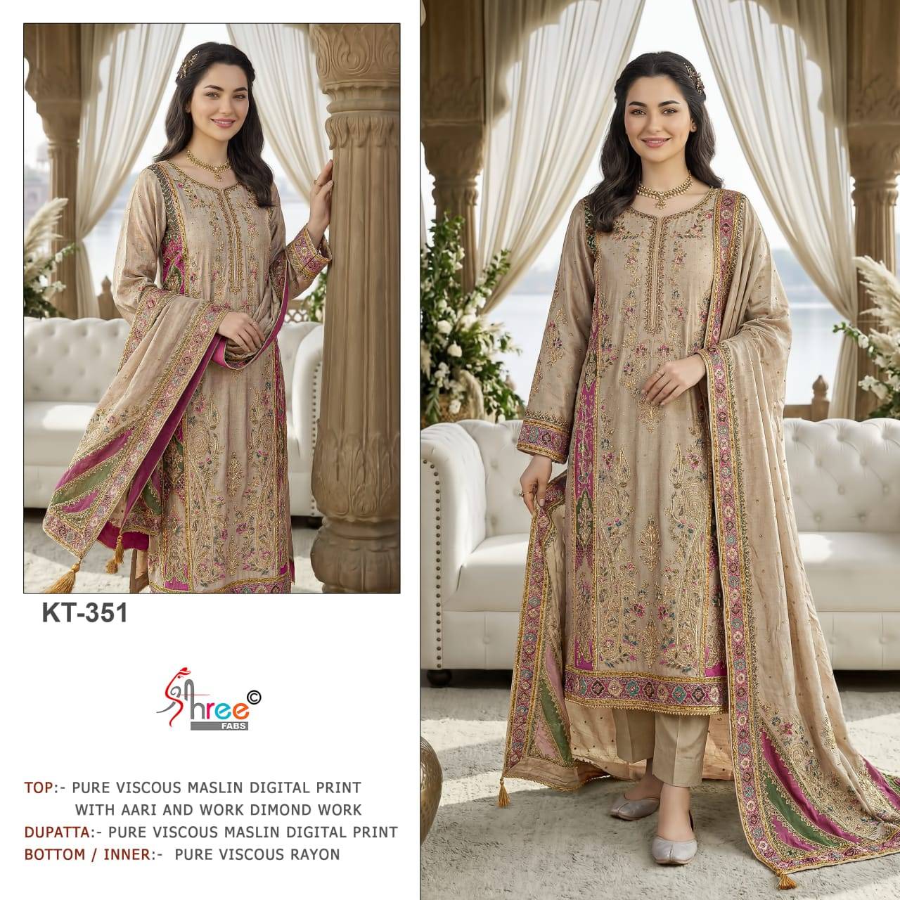 KT–351 Colour by Shree fab Indian Traditional casual wear Pakistani Pure viscous dresses At Wholesale Price